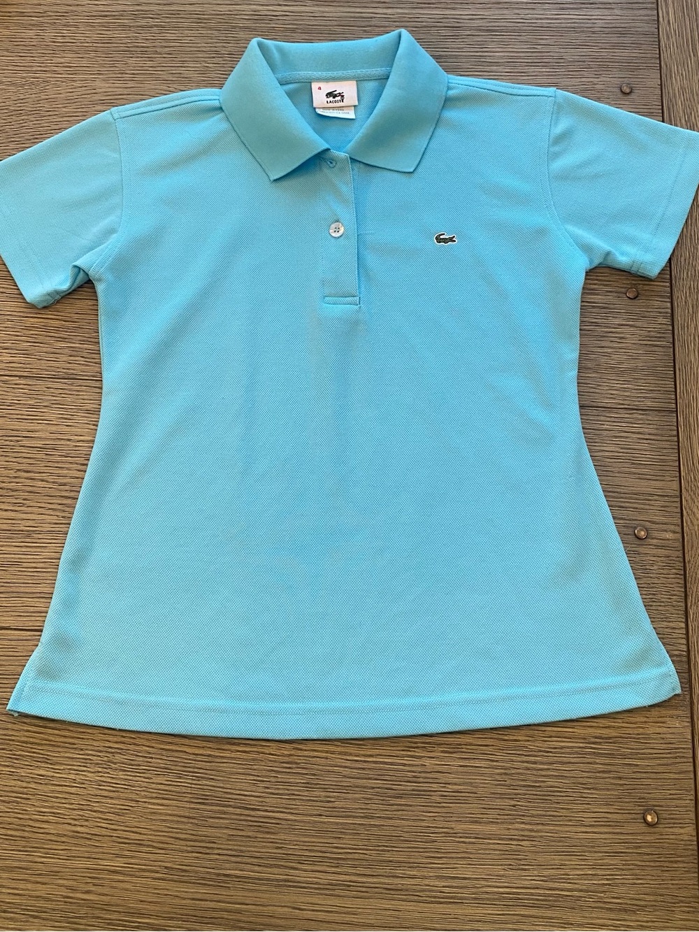 Lacoste Aqua Blue Short-Sleeve Polo Sz 4